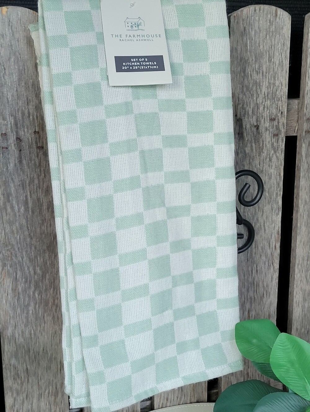 The Farmhouse Rachel Ashwell Mint Check Kitchen Towels - Set of 5